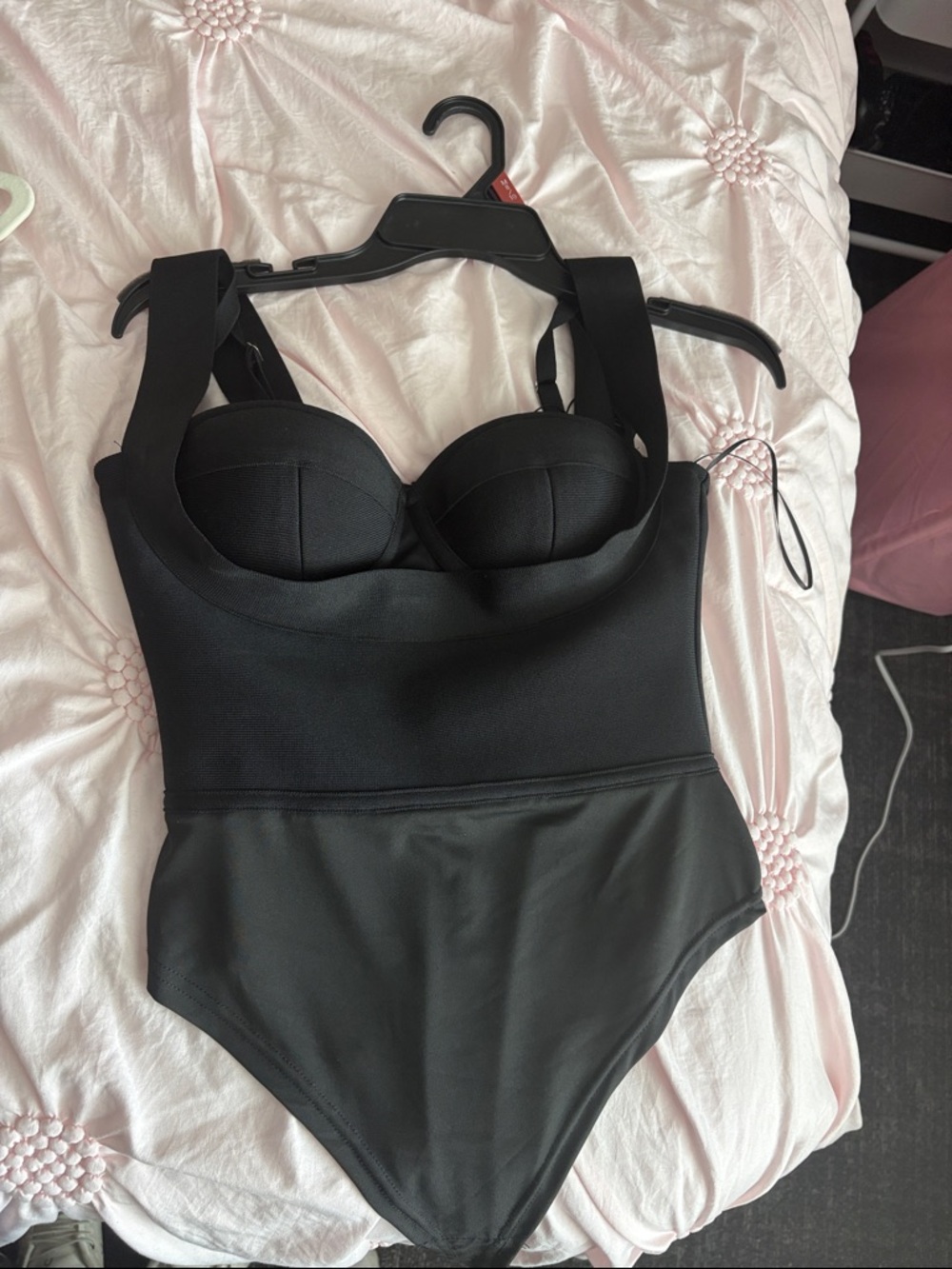 Fashion Nova Black One-Piece Swimsuit with Adjustable Straps